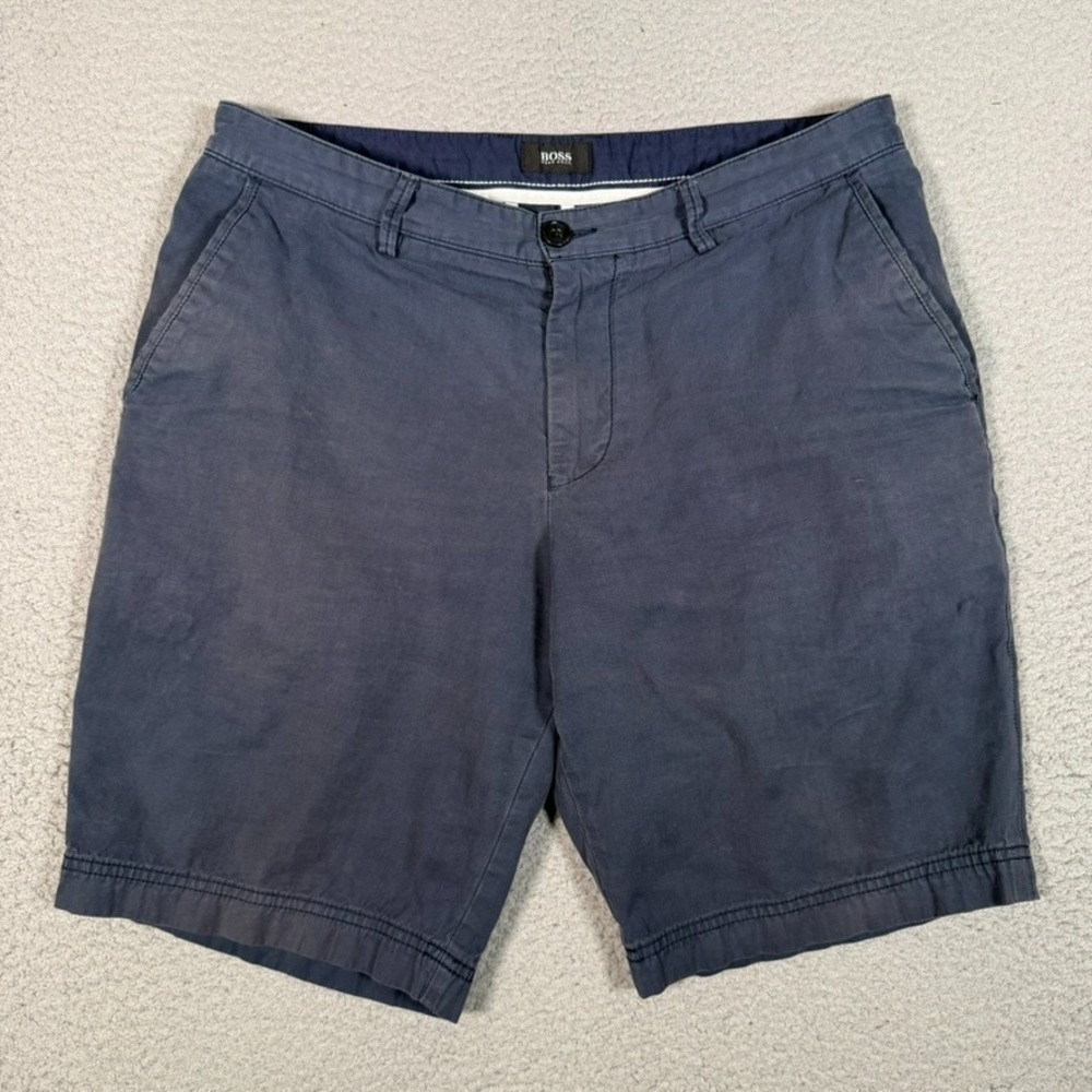 Hugo Boss Shorts Mens 32R Blue Chino Casual Preppy 100% Cotton Pockets Walking